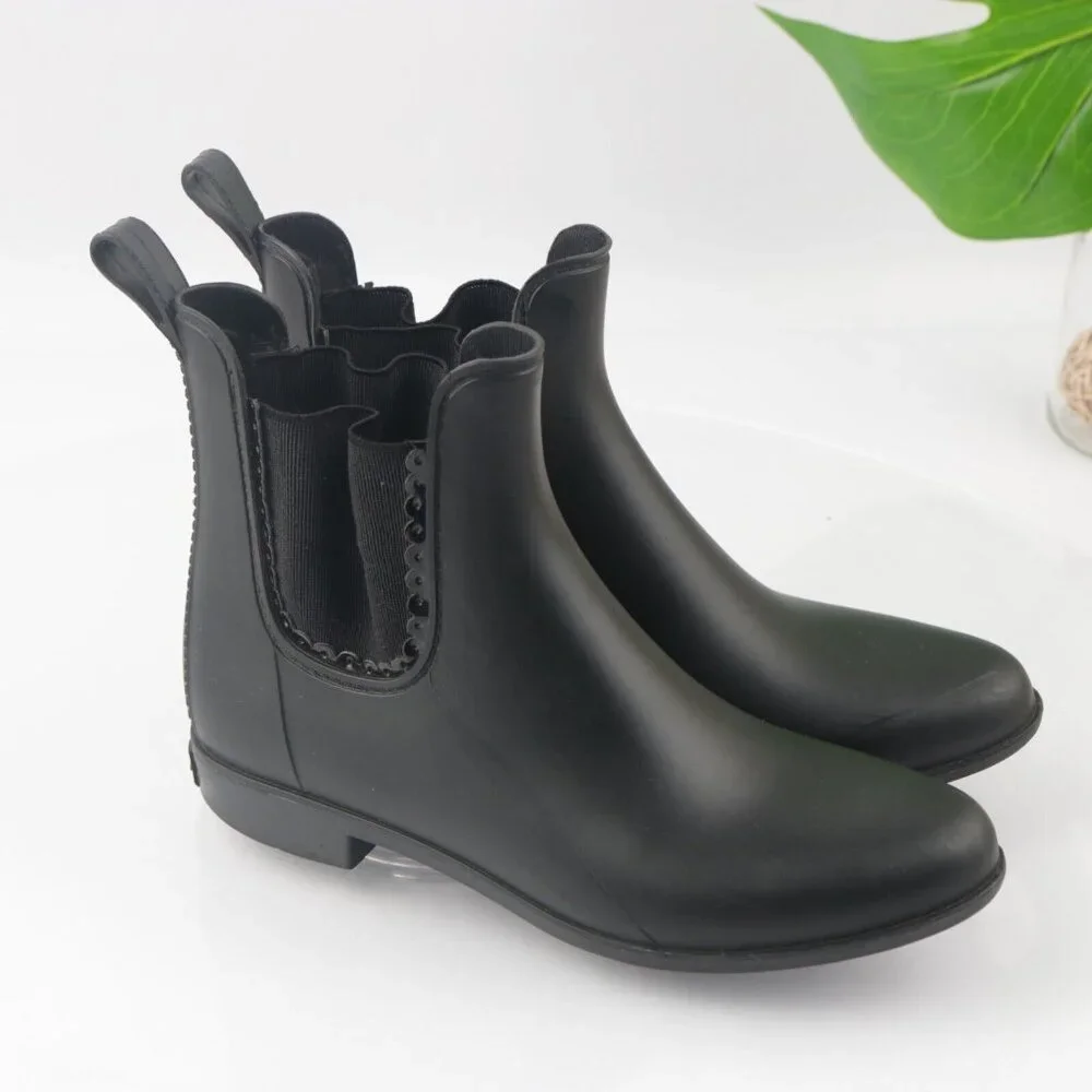 Jack Rogers Womens Sallie‎ Rain Boot Size 8 Black Rubber Pull On Chelsea Bootie